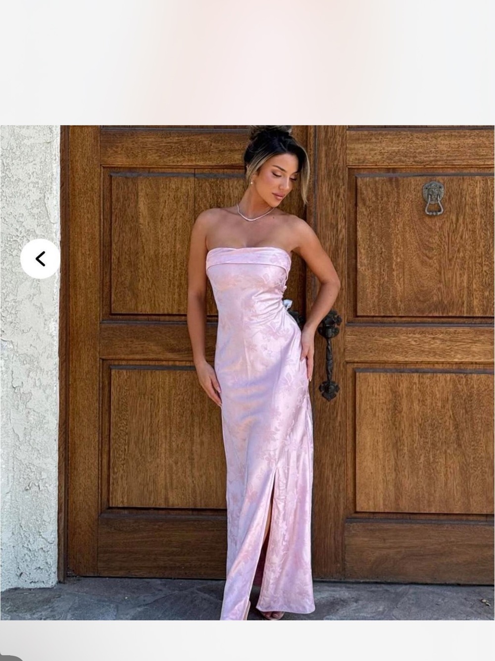 Strapless Pink Satin floral Evening Dress
